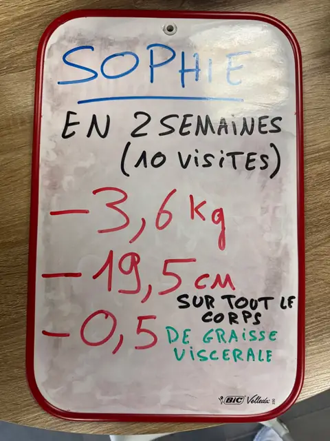 L’ardoise de bilan d’une membre de Roazhon Nutrition